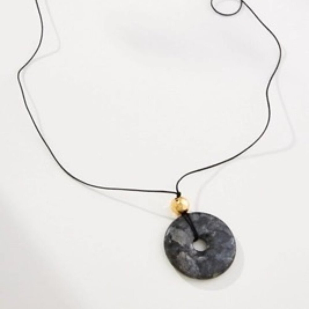 Anthropologie Frasier Sterling Speckled Stone Necklace Grey $42 NWT